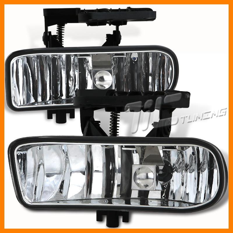 99-02 gmc sierra 1500 2500 chrome fog lights kit bulbs clear lens driving lamps