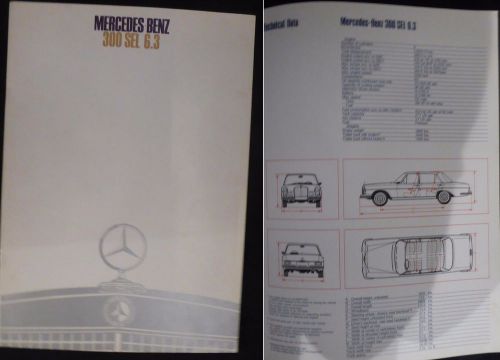 1969 mercedes 300 sel 6.3 huge 16 page brochure mint