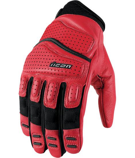 Icon superduty 2 mens leather motorcycle gloves red xl extra large