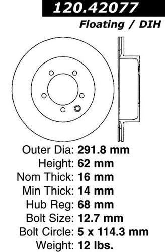 Centric 125.42077 rear brake rotor/disc-high carbon rotor