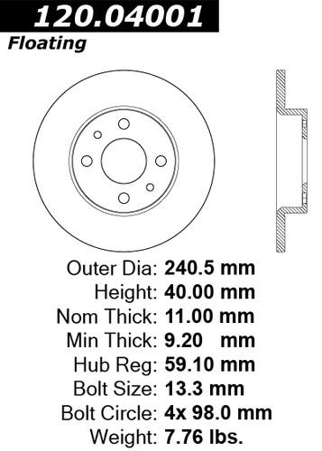 Centric 120.04001 rear brake rotor/disc-premium rotor-preferred