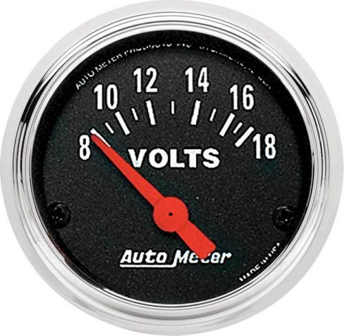 Auto meter traditional chrome 2-1/16&#034; short sweep 8-18 volt electric voltmeter