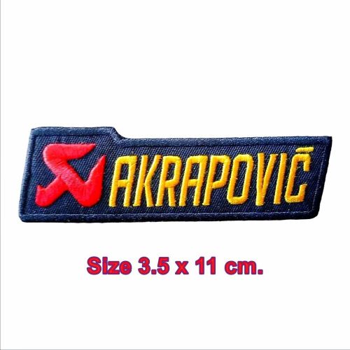 Akrapovic embroidered patch - sew/iron on for motorbike exhaust tuning and racin