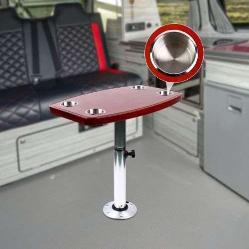 Marine boat rv adjustable table pedestal removable base +varnished elm table top