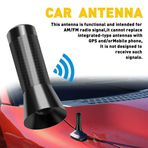 1.4&#034; car antenna carbon fiber black radio am short fm antena kit stubby w/ screw