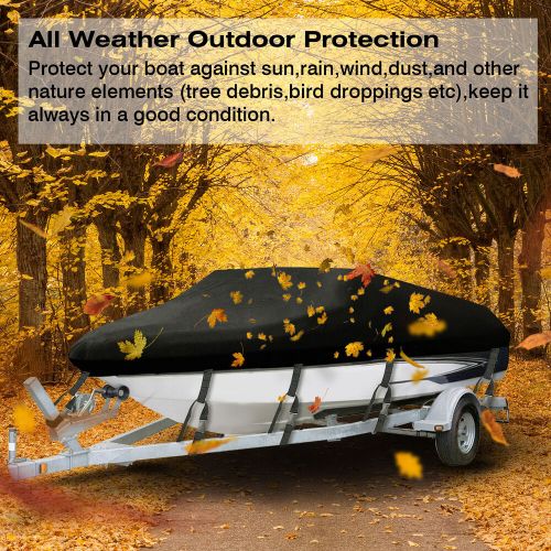 Waterproof v-hull boat cover 14-22 ft trailerable heavy duty fabric storage bag