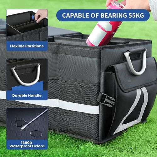 Car trunk organizer, car storage organizer with waterproof bag cooler collaps...