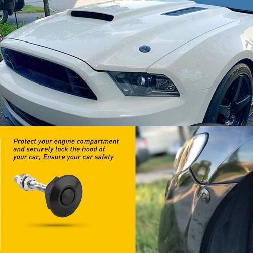 Quick release latch clip lock push button bonnet hood car pin lock clip black