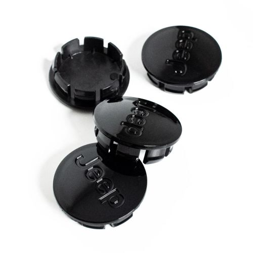 Jeep set of 4 black 55mm 2.5&#034; wheel center caps grand cherokee wrangler compass