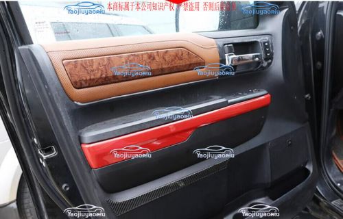 4x red abs interior door panel decor cover trim fit for toyota tundra 2018-2021