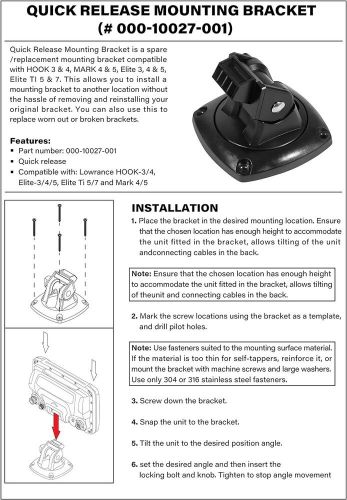 For lowrance 000-10027-001 mount bracket for qrb5 mark/elite 3 4 5 5m/x ti/pro