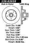 Centric parts 120.62035 front premium rotor