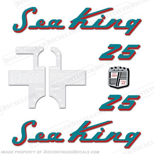 Fits sea king 1957 25hp outboard motor engine decals - blue