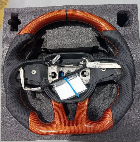 Carbon fiber steering wheel for dodge challenger charger hellcat 15+ orange