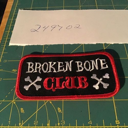 Broken bone club biker patch embroidered iron-on motorcycle crash humor