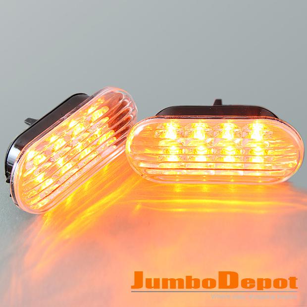 2pcs amber side fender marker clear lamps light led for vw jetta bora mk4 passat