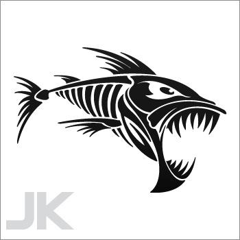 Sticker decals fish fresh water skeleton bone angry attack r 0502 x6kaf