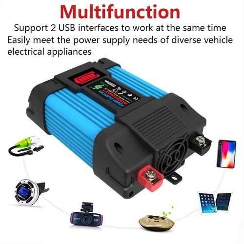 6000w car power inverter dc12v to ac220v pure sine/wave 2usb lcd display