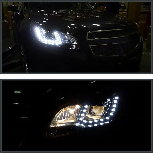 2pc headlights headlamps for 2013-15 chevy malibu clear lens halogen black