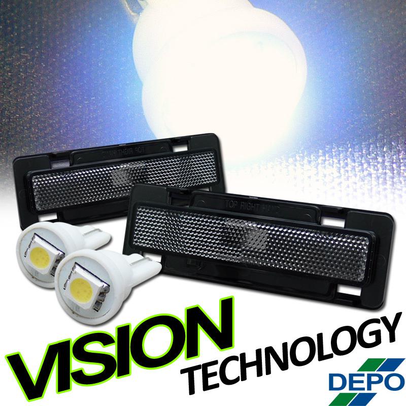 Depo 85-92 camaro/firebird smoke front bumper side marker lights+white led bulbs