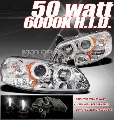 2001-2003 sebring stratus 4dr halo led chrome projector headlights+hid 50w 6000k