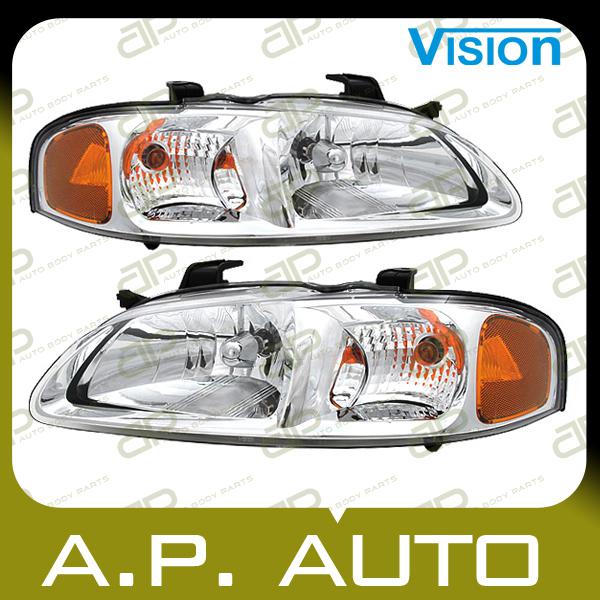 Pair head light lamp assembly 00-01 nissan sentra ca gxe se se-r se-r spec v l+r