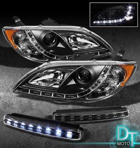 Led bumper fog lamps+04-08 mazda3 mazda 3 4dr sedan drl led projector headlights