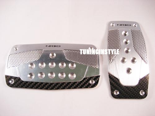 Nrg aluminum mesh pedal cover set silver black carbon fiber cf at automatic