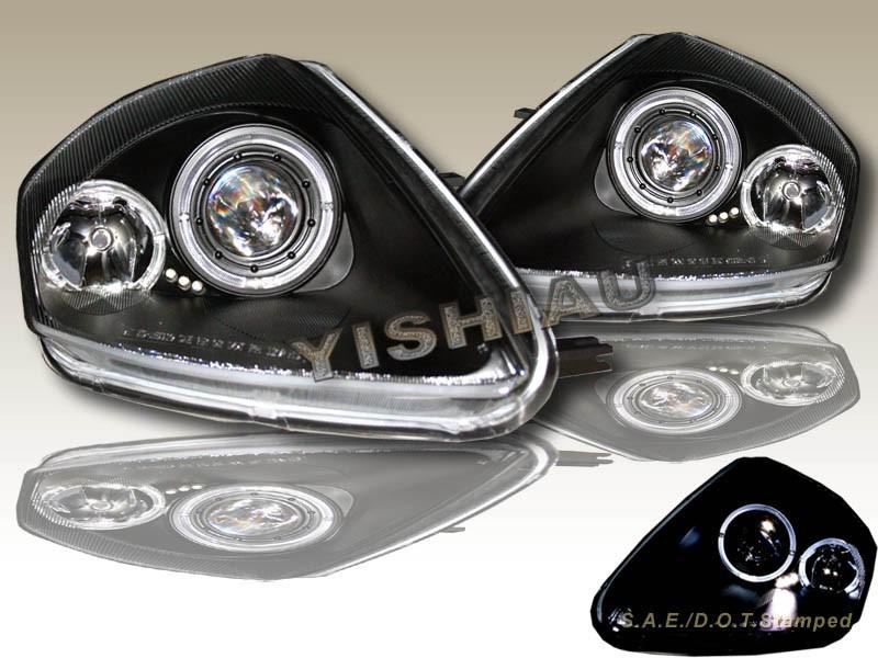 00 01 02 03 04 05 mitsubishi eclipse projector headlights black twin halo w/ led