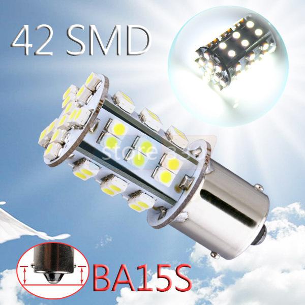 1156 ba15s 42 smd pure white tail brake turn parking led car light bulb lamp