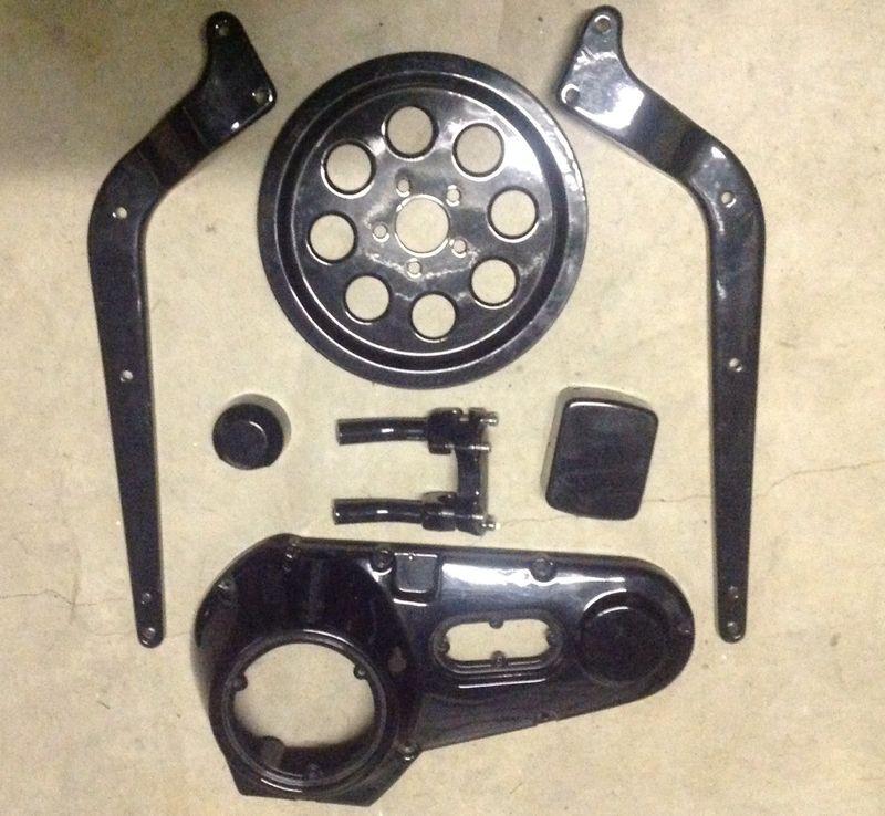 Black powder coated harley davidson softail parts