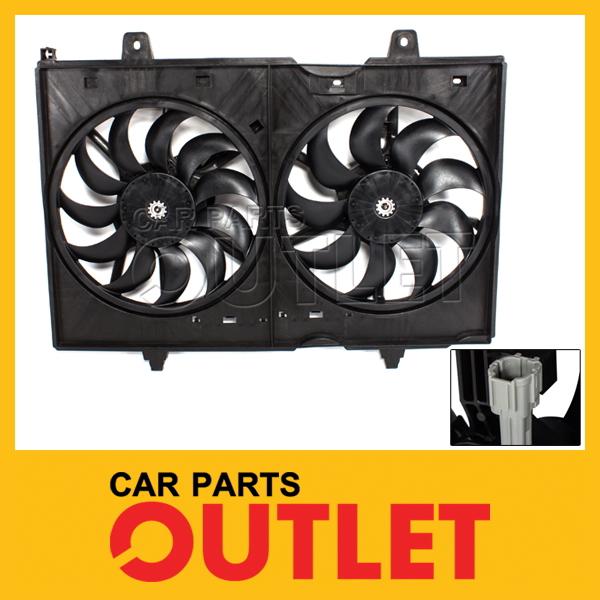 2008-2012 nissan rogue a/c radiator cooling fan assembly dual blade+motor shroud