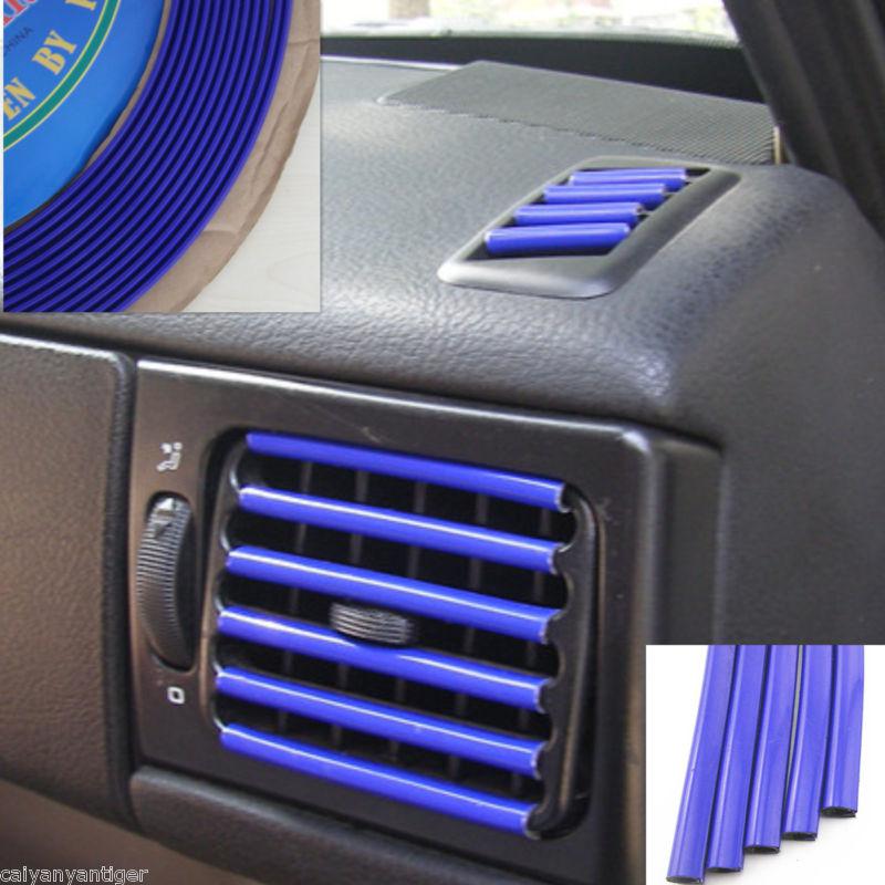 Door edge air-condition vents hood grille u style cool blue trim strip line 3m