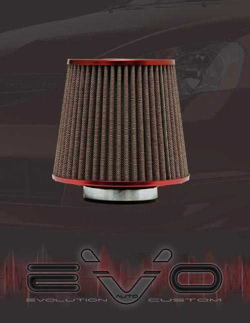 Universal 3" inch auto high flow air filter red