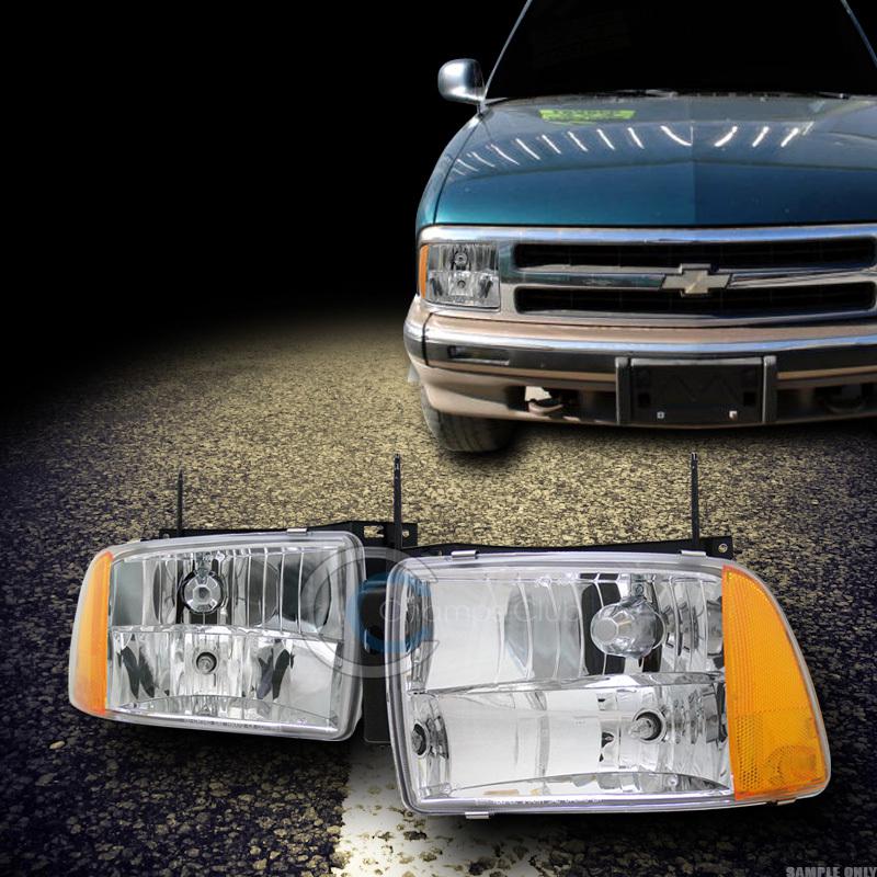 Crystal chrome head lights lamp signal corner amber ks 1p 95-97 chevy blazer s10