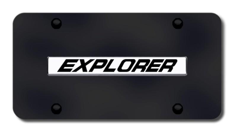 Ford explorer name chrome on black license plate made in usa genuine