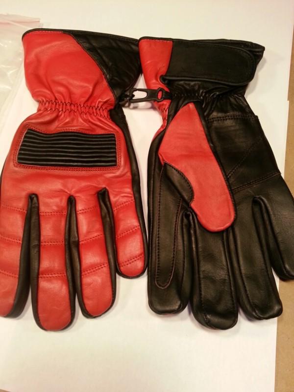 New pair 11" gauntlet gloves glove leather riding motorcycle red / black harley