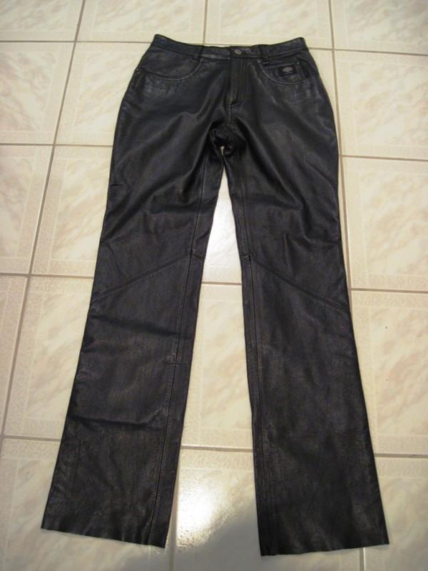 Womens harley davidson black leather 5 pocket pants sz: 32/4 w