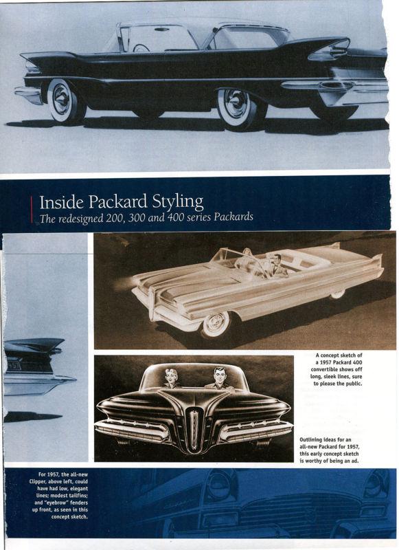 1951- 1956 packard auto design  6 page color article 200 300 400 clipper