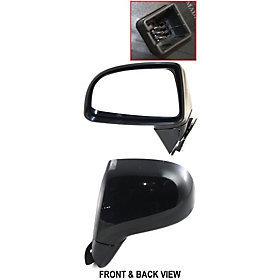 Smooth black power side view door mirror assembly driver's left manual fold