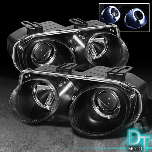 Black 98-01 acura integra dual halo projector headlights lights lamps left+right