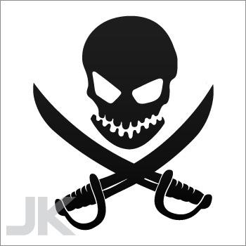 Decals sticker skull skulls crossbones swords jolly roger 0502 abff9