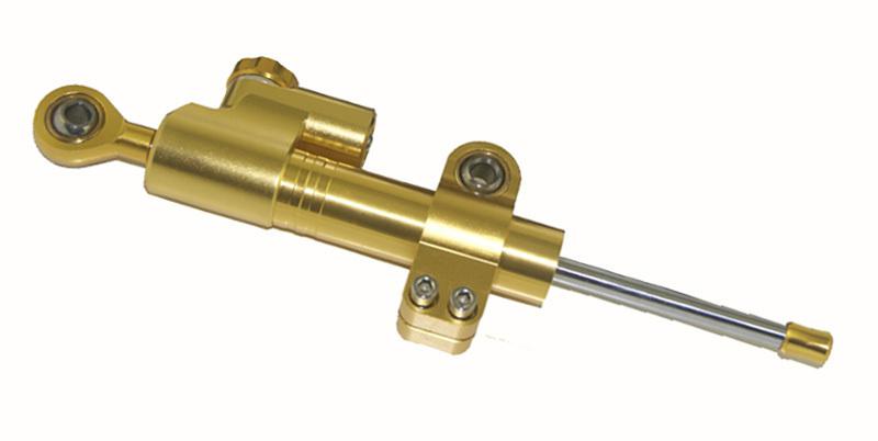 Universal motorcycle linear reversed adjustable steering stabilizer damper gold