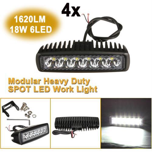 4x 6 led 18w offroad driving fog work light spot lamp boat truck jeep 4x4 12 24v