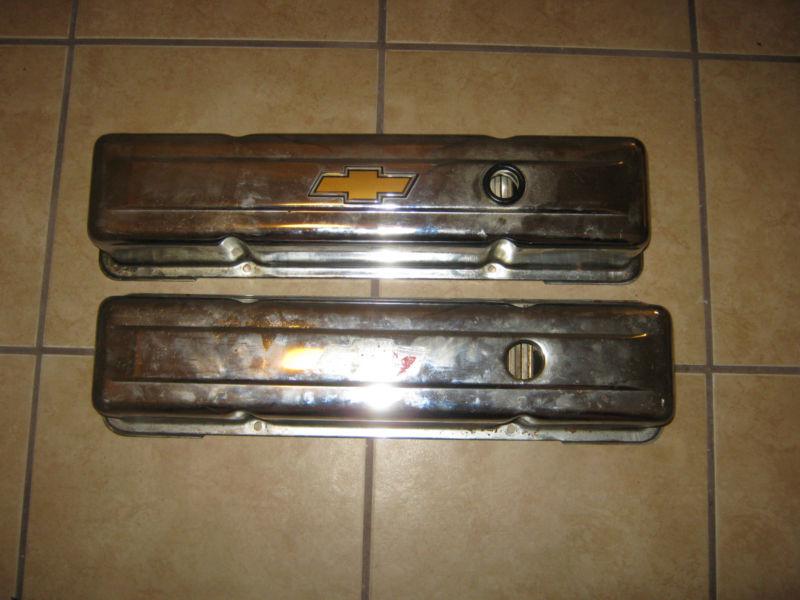 Small block chevy tall chrome valve covers