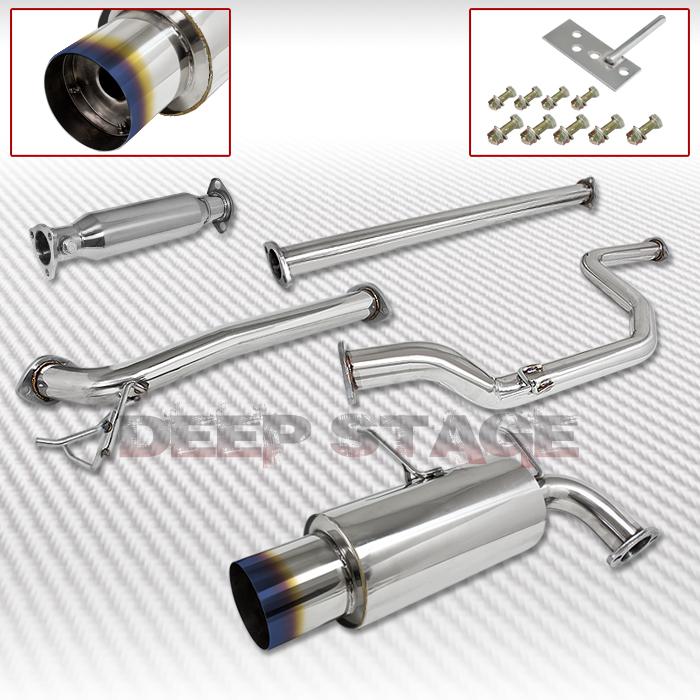 Stainless cat back burnt tip+piping exhaust 90-91 acura integra da5-da9 db1-db2