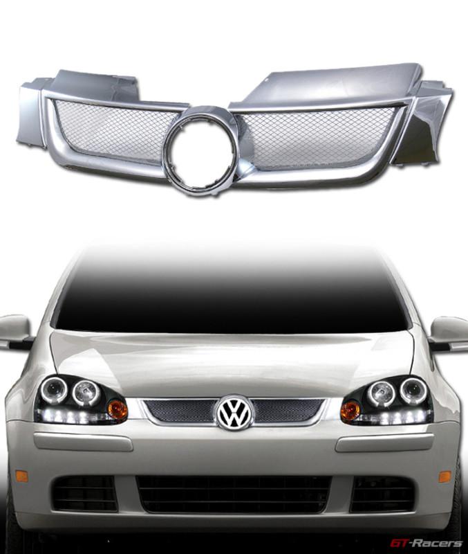 Chrome sport aluminum mesh front hood bumper grill grille 06-09 golf rabbit mk5