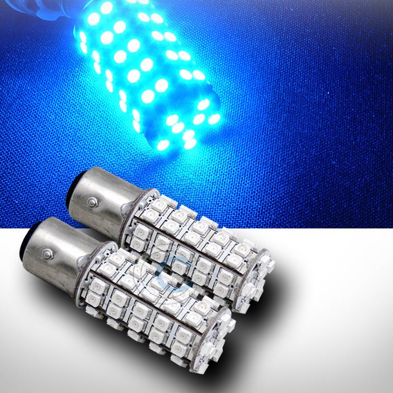 2x blue 1157 bay15d 68 smd led front turn signal light bulbs 12v 2057 2357 2357a