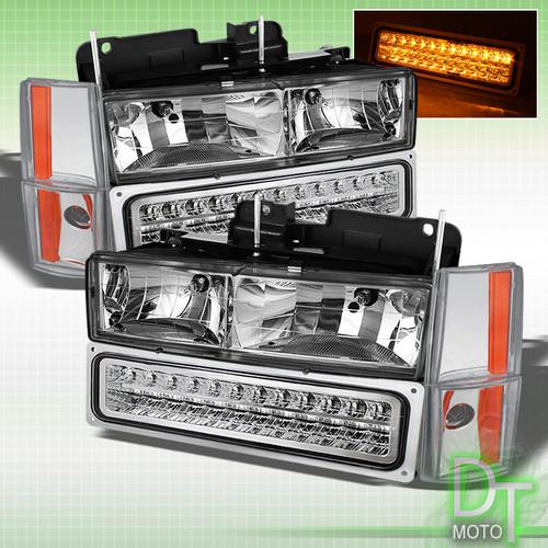 Silverado suburban sierra blazer yukon glass clear headlights corner+led bumper