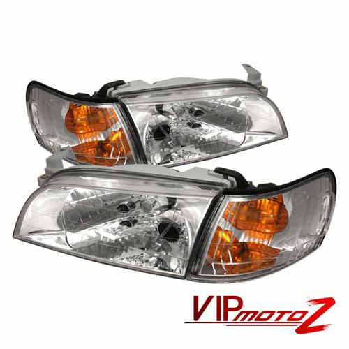 1993-1997 corolla crystal clear headlight+corner signal lamp left+right assembly